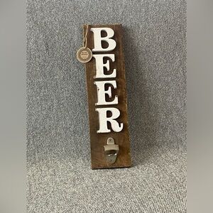 Wooden “Beer” Sign With Functional Bottle Opener- Man Cave or Garage Wall Decor
